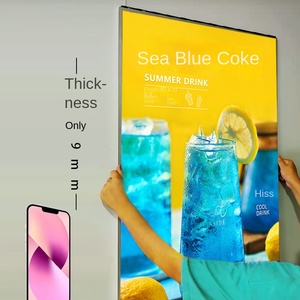 Zzgroup LED Rectangle Verre Trempé Étanche En Métal Cadre Restaurant Tenture Murale Panneau D'affichage Boîte À Lumière Illustration Personnalisée - Product Image 1