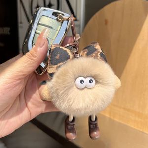 Leopard Print Keychain for Women Cute Bow Plush Car Keychain Pendant Soft Doll Print <b>Key</b> <b>Chain</b> for Bags - Product Image 6