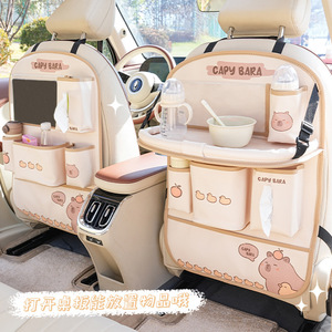 Capy Bara <b>Car</b> Seat Back <b>Storage</b> <b>Bag</b> Multifunctional Anti-kick Mat Hanging Organizer For Kids Travel - Product Image 3