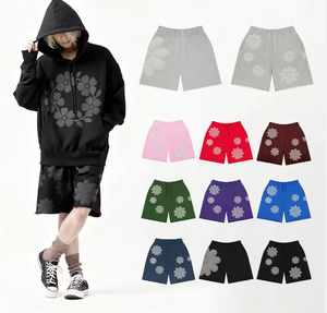 Conjunto de <span class=keywords><strong>Pantalones</strong></span> <span class=keywords><strong>Cortos</strong></span> Deportivos para Hombre, Estilo Urbano, de Algodón, con Estampado Puff, para Correr, Gimnasio, con Cintura Elástica - Product Image 2