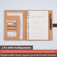 Porte-documents A5 noir pour entreprise avec logo, carnet à 6 anneaux marron, carnet à feuilles mobiles A6 avec fermeture magnétique
