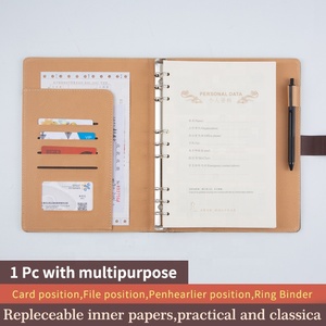 Kinh doanh màu đen <span class=keywords><strong>A5</strong></span> chất kết dính với logo, Nâu 6 Vòng chất kết dính Tạp Chí, A6 lá lỏng lẻo chất kết dính máy tính xách tay với đóng cửa từ - Product Image 5