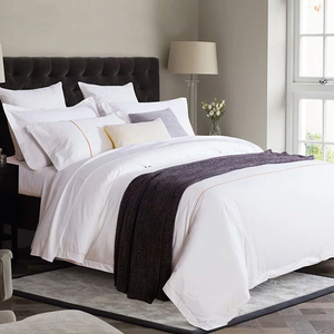 200 Fils Plaine Blanc Hôtel De Luxe <span class=keywords><strong>Linge</strong></span> De Lit Housse De couette Ensemble De Literie - Product Image 1