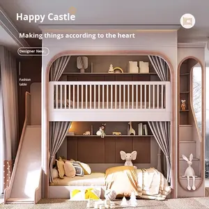 <span class=keywords><strong>Lit</strong></span> <span class=keywords><strong>superposé</strong></span> en bois avec toboggan, design capsule spatiale sur le toit, pour petits appartements, empêche les frères et sœurs de se déranger, style chinois classique - Product Image 4