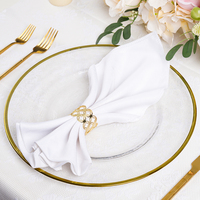 Vente en gros Assiette ronde en verre à bord doré Décoration de mariage en cristal et diamant