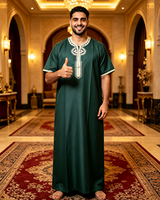 Thobe marocain brodé à rayures de l'usine CCY pour le Ramadan, Caftan traditionnel musulman, Vêtement africain en tissu brillant, Thobe Jubah