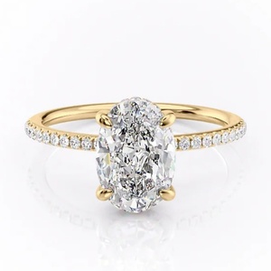 Laboratorium gekweekte diamanten ring 18K 14K 10K massief gouden IGI gecertificeerd CVD HPHT VVS verlovings- trouwring voor dames heren ovaal geslepen - Product Image 1