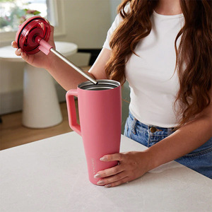 Gobelet isotherme K300 de 40 oz en gros, en stock, avec paille rabattable et poignée, tasse de voyage personnalisée anti-fuite, bouteille à vide pour café - Product Image 3