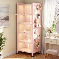Armoire de rangement en acier à porte rabattable, anti-poussière, avec porte transparente, extensible, pour l'organisation de la maison, du bureau, du salon, de l'hôpital, de l'école