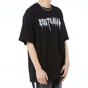 T-shirt en coton tricoté noir et blanc, collection High Street, motif graffiti lettres devant, motif ange au dos, coupe oversize ample – Grande Vente - Product Image 3