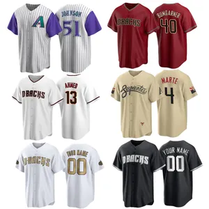 Maillots de baseball Arizona Baseball #51 pour hommes Randy Johnson 4 #0 Madison Bumgarner #20 Luis Gonzalez Diamondback Maillots de baseball