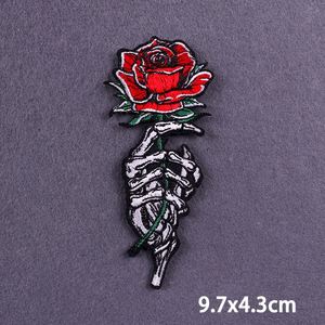 Patch brodé Punk Mouth, motifs squelette et crâne, thermocollants pour vêtements, patchs logo personnalisés, en tissu sergé, conditionnement en sac OPP - Product Image 3