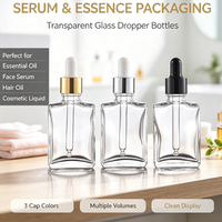 Bouteille d'huile essentielle carrée plate personnalisable avec logo, 15 ml, 30 ml, 50 ml, 100 ml, 120 ml, en verre avec tête compte-gouttes en plastique pour cosmétiques