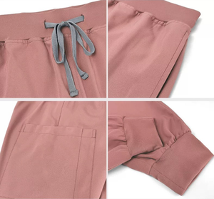 Ensemble <span class=keywords><strong>de</strong></span> blouses médicales extensibles à col en V pour femmes, uniforme médical doux, haut et pantalon <span class=keywords><strong>de</strong></span> jogging pour le travail en hôpital, clinique dentaire - Product Image 4