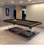 Table de billard moderne populaire en ardoise de Jiujiang, 7, 8 et 9 pieds, avec poches en caoutchouc et rails en bois massif écologique, pour usage domestique