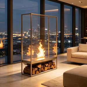 Cheminée au bioéthanol encastrée Valse Luxury avec flamme réglable et brûleur anti-déversement pour hôtel, villa, salon ou hall d'hôtel. - Product Image 2