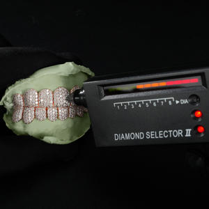 ハニカムハンドセッティングヒップホップカスタム歯グリルズ925スターリングシルバー輝く歯グリルズ - Product Image 3