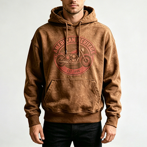 <span class=keywords><strong>Felpa</strong></span> con Cappuccio Personalizzata Effetto Acid Wash, Personalizzazione Abbigliamento, Grafica Moto <span class=keywords><strong>Marrone</strong></span> Heritage, <span class=keywords><strong>Felpa</strong></span> Vintage da <span class=keywords><strong>Uomo</strong></span> - Product Image 1