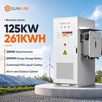 Armoire de stockage de batteries au lithium LiFePO4 haute tension 261 kWh avec onduleur hybride 125 kW et refroidissement liquide pour projets solaires C&I