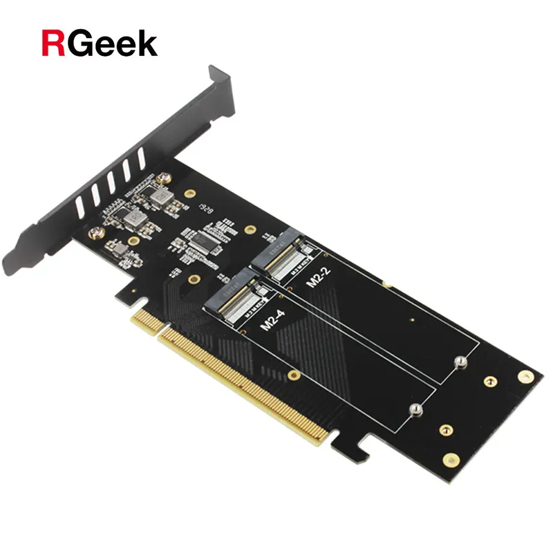 RGeek M2 PCIe एडाप्टर 4 पोर्ट M2 NVME एम कुंजी SSD PCIe करने के लिए X16 कनवर्टर PCI एक्सप्रेस 4 पोर्ट M.<span class=keywords><strong>2</strong></span> एडाप्टर VROC RAID विस्तार कार्ड