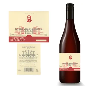 Étiquette de bouteille de vin de vodka auto-adhésive personnalisée avec impression autocollant de code à barres en papier à texture mate pour bouteille privée