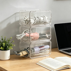 Transparent Hair Tool Organizer Storage Box For Curling Iron Hair Dryer Straightener Bathroom Desktop Standing Type 4 Tier - Product Image 4