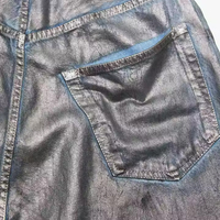 Jean de ville personnalisé pour hommes coupe droite super baggy vintage imprimé à la cire lavage sale denim enduit de cire échantillonné vintage