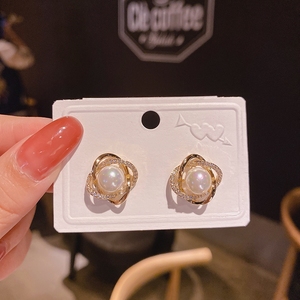 韩式简约百搭合金树脂吊坠耳环女式时尚甜美优雅礼品耳环 - Product Image 2