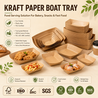 Plateau en papier kraft à bords pliés pour service de hot-dogs – Commande en gros disponible