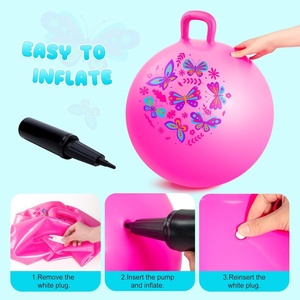 Pelota saltarina rosa de 18 pulgadas con asa para niños, juguete inflable para jugar en interiores/exteriores, regalo de juguete de animal inflable. - Product Image 4