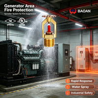 Tête de sprinkler FM tout cuivre pour plafond, à actionnement vers le bas, à réponse standard, à jet vers le bas, pour la suppression d'incendie par pulvérisation d'eau