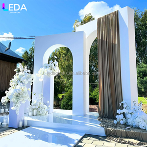 ชุดฉากหลังอะคริลิคสีขาวทรงสี่เหลี่ยมโค้งสำหรับงานแต่งงาน LEDA Modern Professional Classic Party Event Supplies - Product Image 2