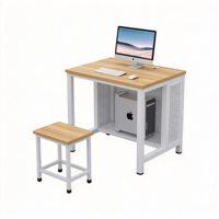 Bureau informatique rabattable, table à moniteur semi-intégré dissimulé, bureau d'étudiant multimédia pour salle de classe électronique et laboratoire informatique scolaire
