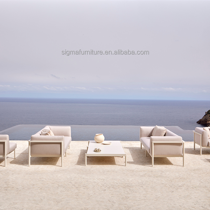 Patio Outdoor Living Room Powder Coated Aluminium Structure Garden Couch 3 Seater Sofa