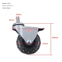 Roda Kastor Putar PU Transparan dengan Rem 100mm untuk Kursi Kantor, Rumah Sakit, Sekolah, Hotel, Beban 20kg