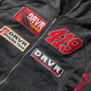 Custom Manufacturer <b>Cropped</b> Men Vintage <b>Zip</b> <b>up</b> Embroidery 450gsm Heavyweight Distressed Applique Patch Stone Acid Wash <b>Hoodie</b> - Product Image 2