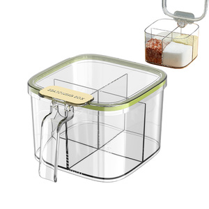 Caja de condimentos de almacenamiento de cocina para el hogar sellada con 4 compartimentos para sal, especias, pimienta en polvo - Product Image 1
