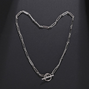 Collar de cadena grande de acero inoxidable con forma de bambú, Gargantilla Simple de 316L con <span class=keywords><strong>cierre</strong></span> de barra en T O Clip de palanca - Product Image 4