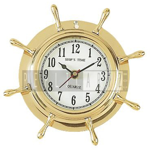 Solid Brass Art Deco Ship's Wheel <b>Clock</b> Quartz Motivated Desktop Decoration for Living Room Bedroom or Office - Product Image 3