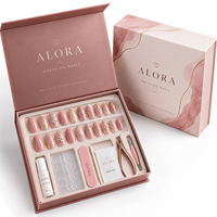Boîte cadeau personnalisée pour faux ongles, emballage rigide en papier de luxe avec insert pour faux ongles, colle, lime, kits de manucure beauté