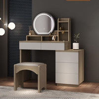 Table de maquillage extensible avec miroir LED, table de maquillage moderne avec lumières, table de maquillage en bois
