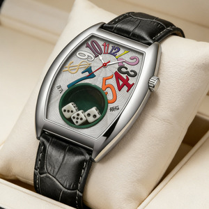 Men's niche fashion watch - non-waterproof gambling table-style humorous wine barrel <b>dice</b> men's watch - Product Image 1