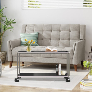 Bàn bên di động màu đen, Bàn cà phê và đồ nội thất bằng kim loại bằng thép không gỉ tùy chỉnh cá nhân cho phòng khách - Product Image 6