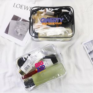 Sac de toilette transparent personnalisé, sacs de toilette imperméables, sacs de maquillage en PVC, étui organisateur avec fermeture éclair pour les voyages et la salle de bain - Product Image 2