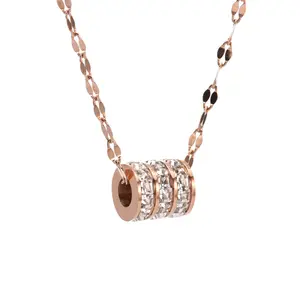 Gümüş Unisex kolye üç yüzük ve çapraz takı seti çift elmas halka kolye düğün tarafları veya hediyeler için