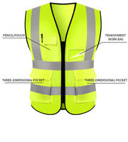 Veste de chantier multifonctionnelle, vêtement haute visibilité, gilet en maille polyester, veste de sécurité haute visibilité, gilet de sécurité réfléchissant