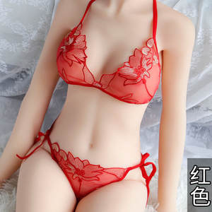 刺繍タイサイドレースパンティーブラブリーフセット3点セクシー透明レースひもセットストラップ調整可能セクシーランジェリー - Product Image 2