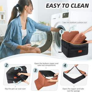 Asiento de Coche de Lujo XiaozePet para Perros, Desmontable, Lavable, con Bolsillos de Almacenamiento, 2 Cinturones de Seguridad, Esponja Duradera, Poliéster 35 - Product Image 3