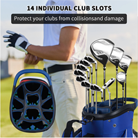 Sac de golf personnalisé haut de gamme avec logo, 14 compartiments, en nylon imperméable, sac de golf de luxe antichoc pour chariot, accessoires de golf pour cadeau d'entreprise