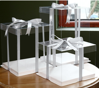 Boîte à gâteau transparente en Pvc en Pet, carrée, grande boîte cadeau pour fête d'anniversaire et mariage, blanche, 1 pièce